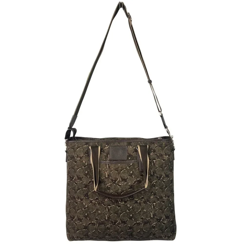 Coach 2013 Heritage Web Canvas & Leather Camo X-L F70583 Travel & Toiletry Tote - Picture 11 of 16